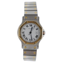 Cartier Santos Ronde Octogone Réf. 2966 - Boîte et papiers en acier/or
