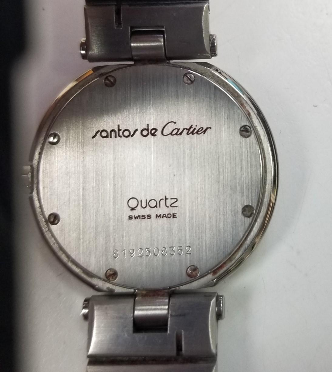 Cartier Montre Santos Ronde à cadran blanc en acier inoxydable pour hommes Unisexe en vente