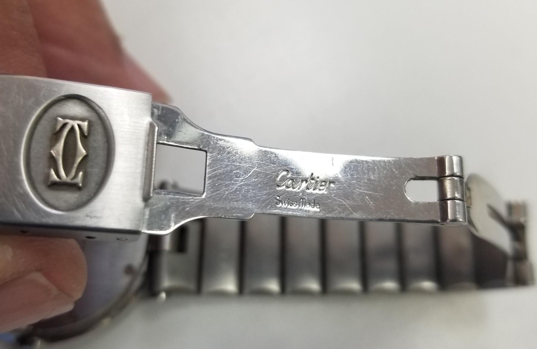 Cartier Santos Ronde Edelstahl Weißes Zifferblatt Herrenuhr 1