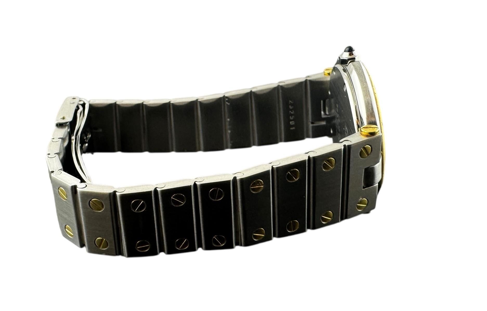 Cartier Santos Ronde zwei Töne Uhr Quarz 32 mm weißes römisches Zifferblatt #23239 Damen im Angebot