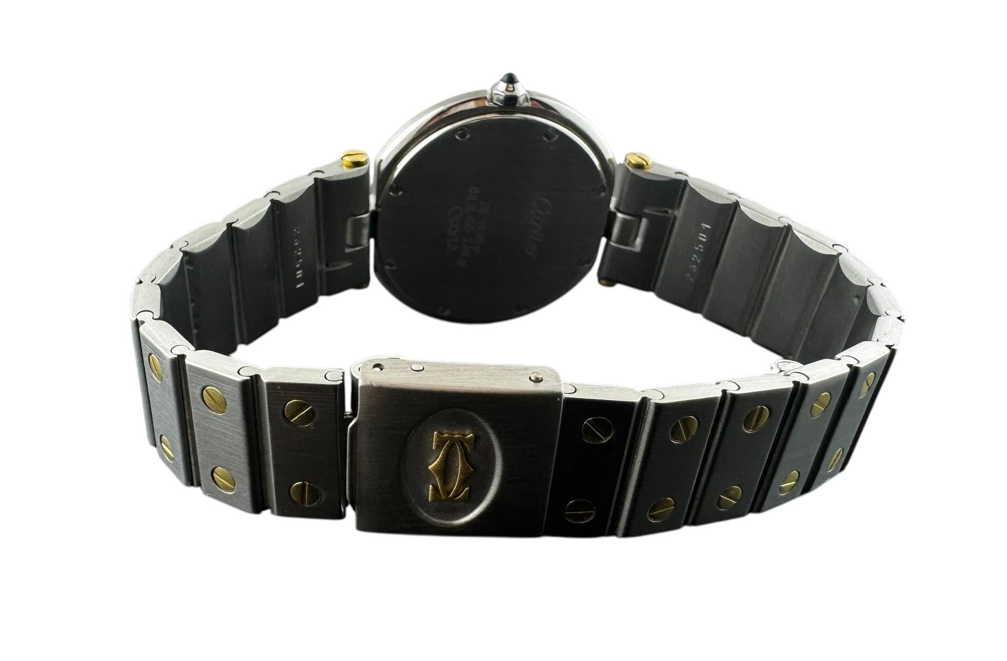 Cartier Santos Ronde zwei Töne Uhr Quarz 32 mm weißes römisches Zifferblatt #23239 im Angebot 4