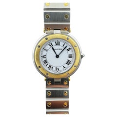 Cartier Santos Ronde Two Tone Watch Quartz 32 mm White Roman Dial #23239