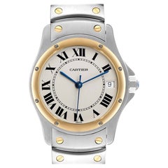 Cartier Santos Ronde Gelbgold Stahl Unisex-Uhr W20036R3 Box Papiere