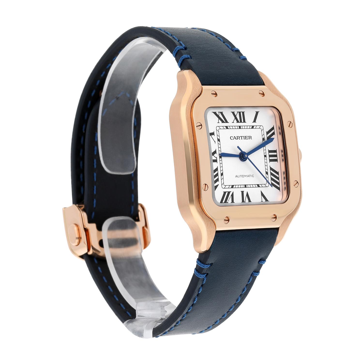 Cartier Santos Roségold Automatik-Damenuhr WGSA0028 Medium komplett im Zustand „Hervorragend“ in New York, NY
