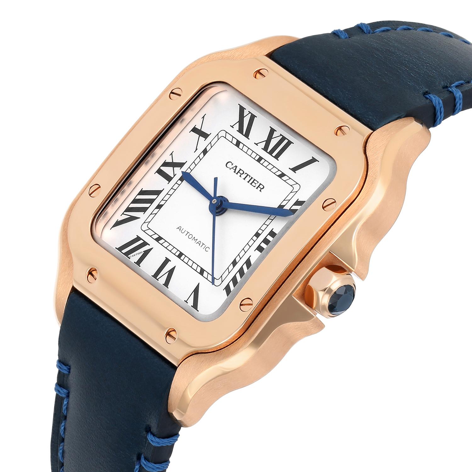 Cartier Santos Roségold Automatik-Damenuhr WGSA0028 Medium komplett für Damen oder Herren