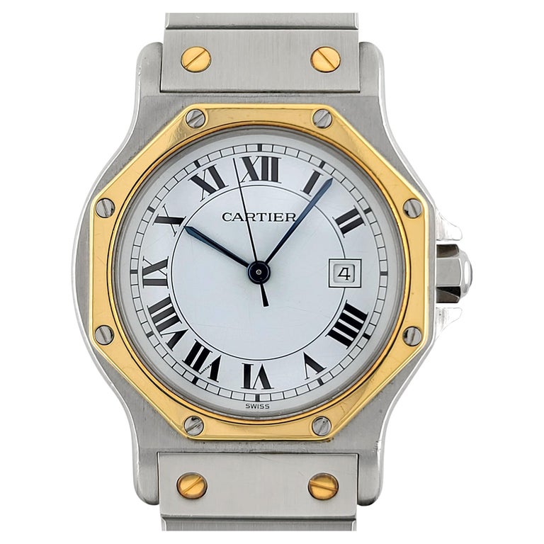 Cartier Santos Round Octagon Date 2966 Large LM GM Octogonale 18k Gold