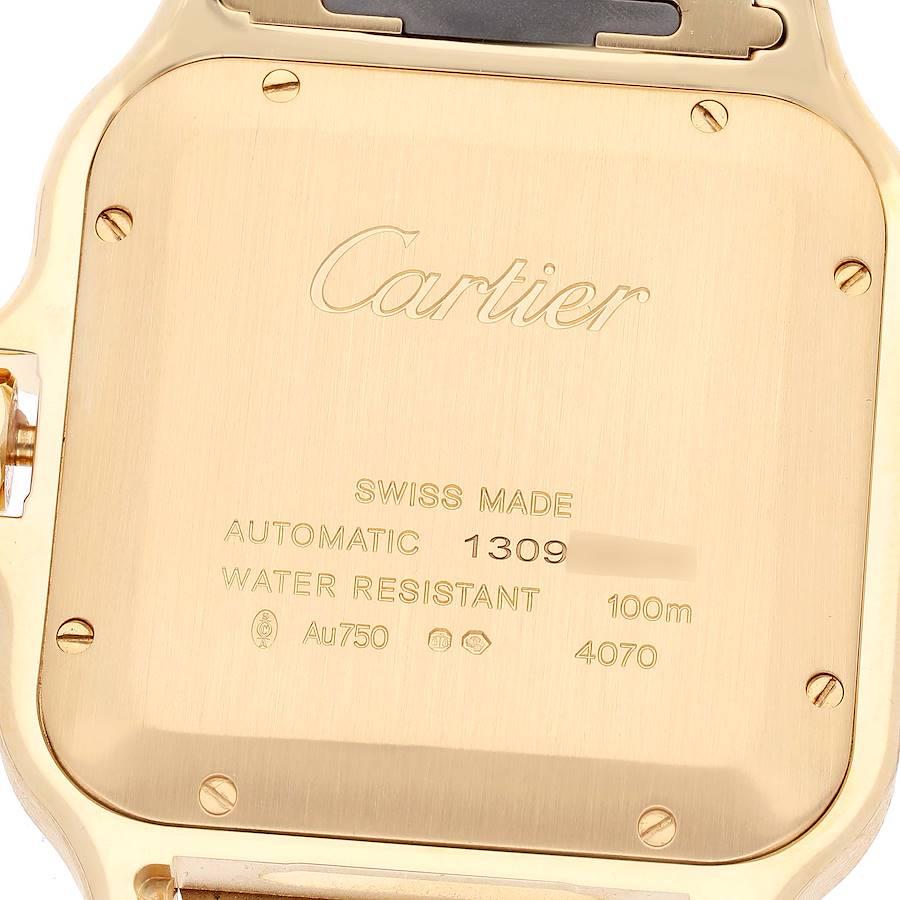 Cartier Santos Silver Dial Large 18k Yellow Gold Mens Watch WGSA0029 Box Card In Excellent Condition In Atlanta, GA