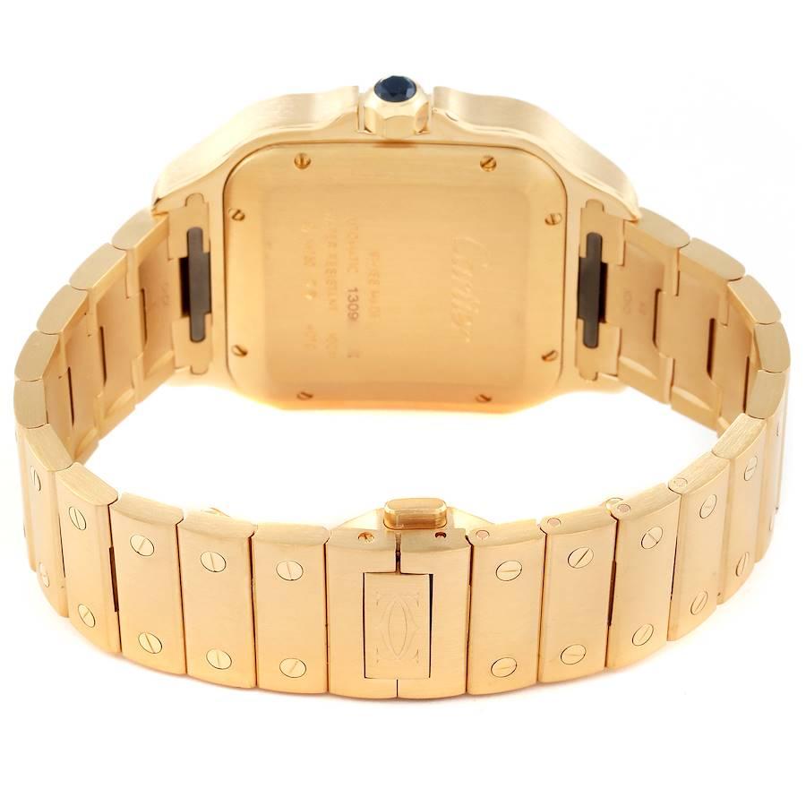 Men's Cartier Santos Silver Dial Large 18k Yellow Gold Mens Watch WGSA0029 Box Card