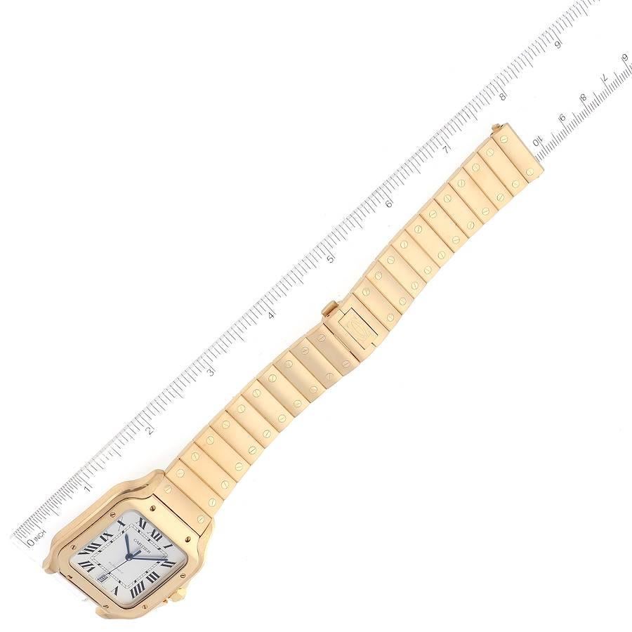 Cartier Santos Silver Dial Large 18k Yellow Gold Mens Watch WGSA0029 Box Card 1