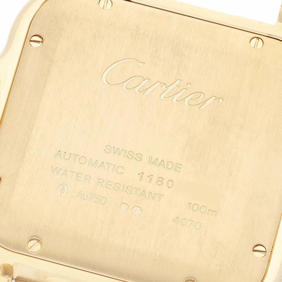 Cartier Santos Silver Dial Large 18k Yellow Gold Mens Watch WGSA0029 en vente 2
