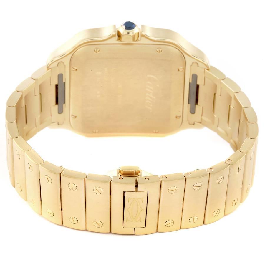 Cartier Santos Silver Dial Large 18k Yellow Gold Mens Watch WGSA0029 For Sale 2