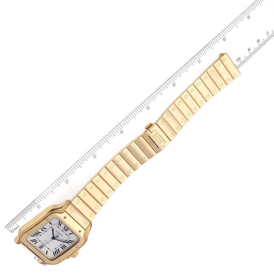 Cartier Santos Silver Dial Large 18k Yellow Gold Mens Watch WGSA0029 For Sale 3