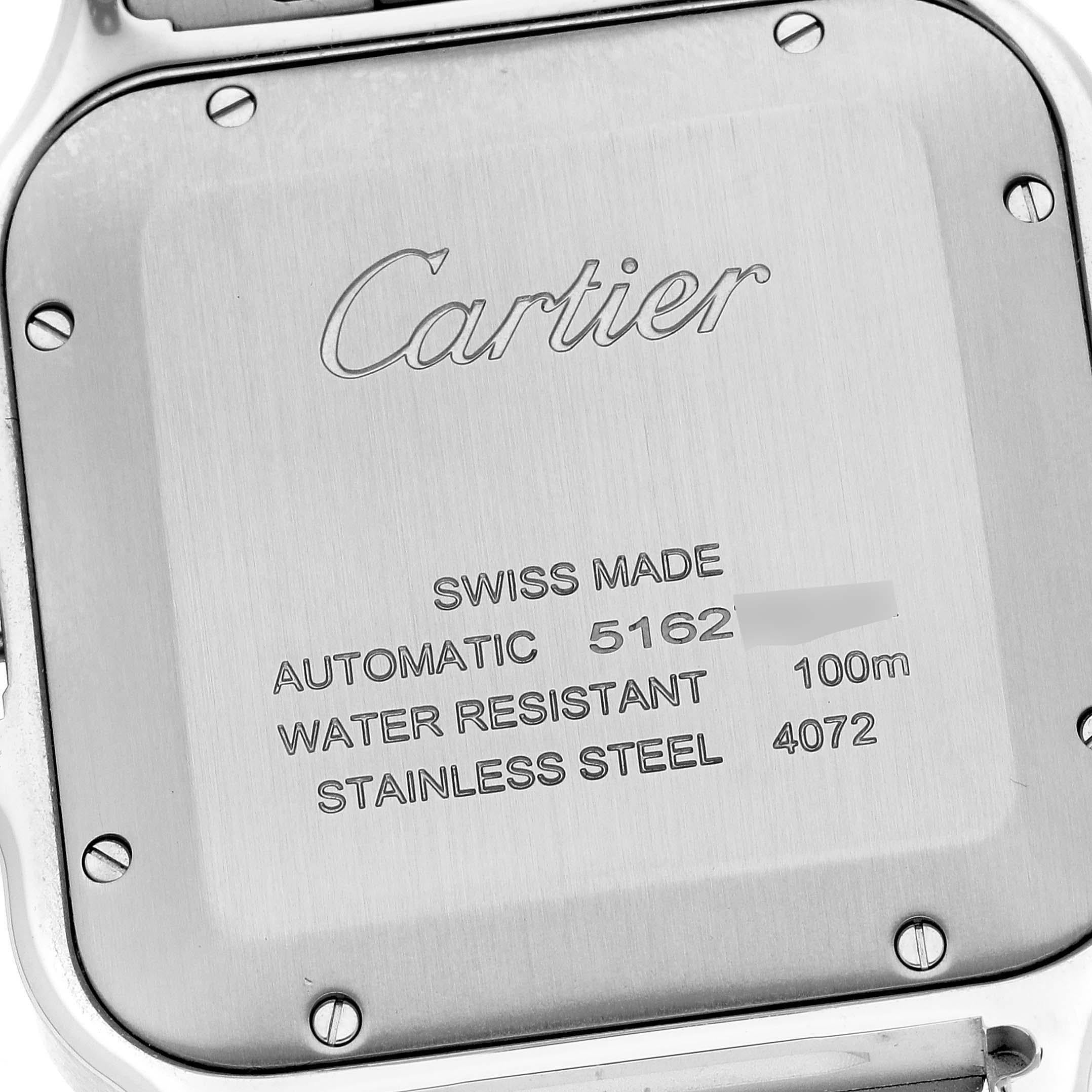 Cartier Santos Silver Dial Large Steel Mens Watch WSSA0018 Box Card 1