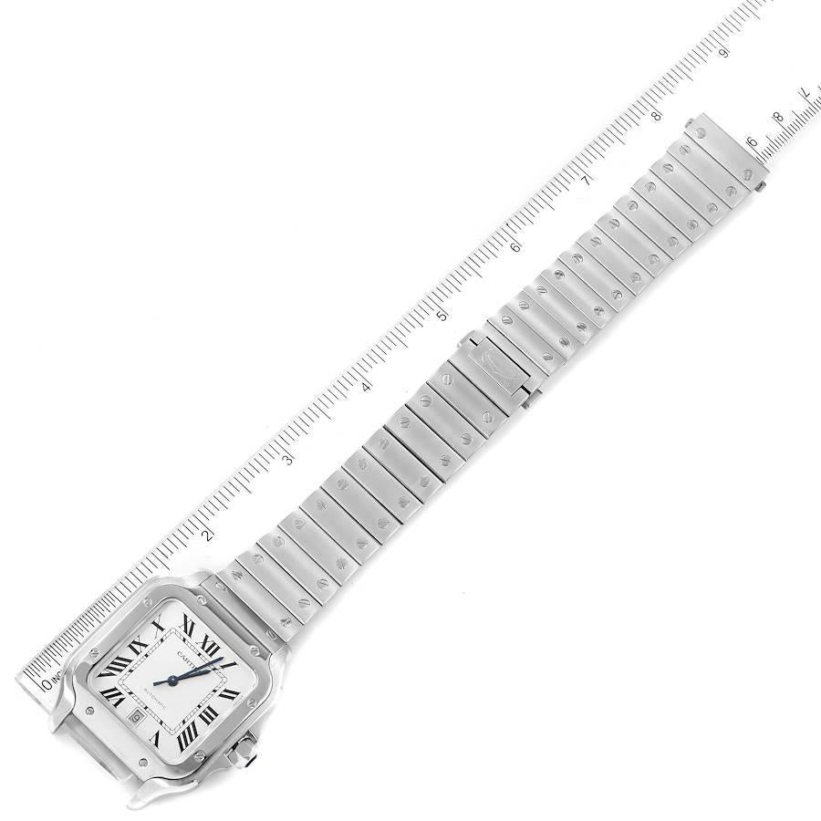 Cartier Santos Silver Dial Large Steel Mens Watch WSSA0018 Unworn For Sale 1