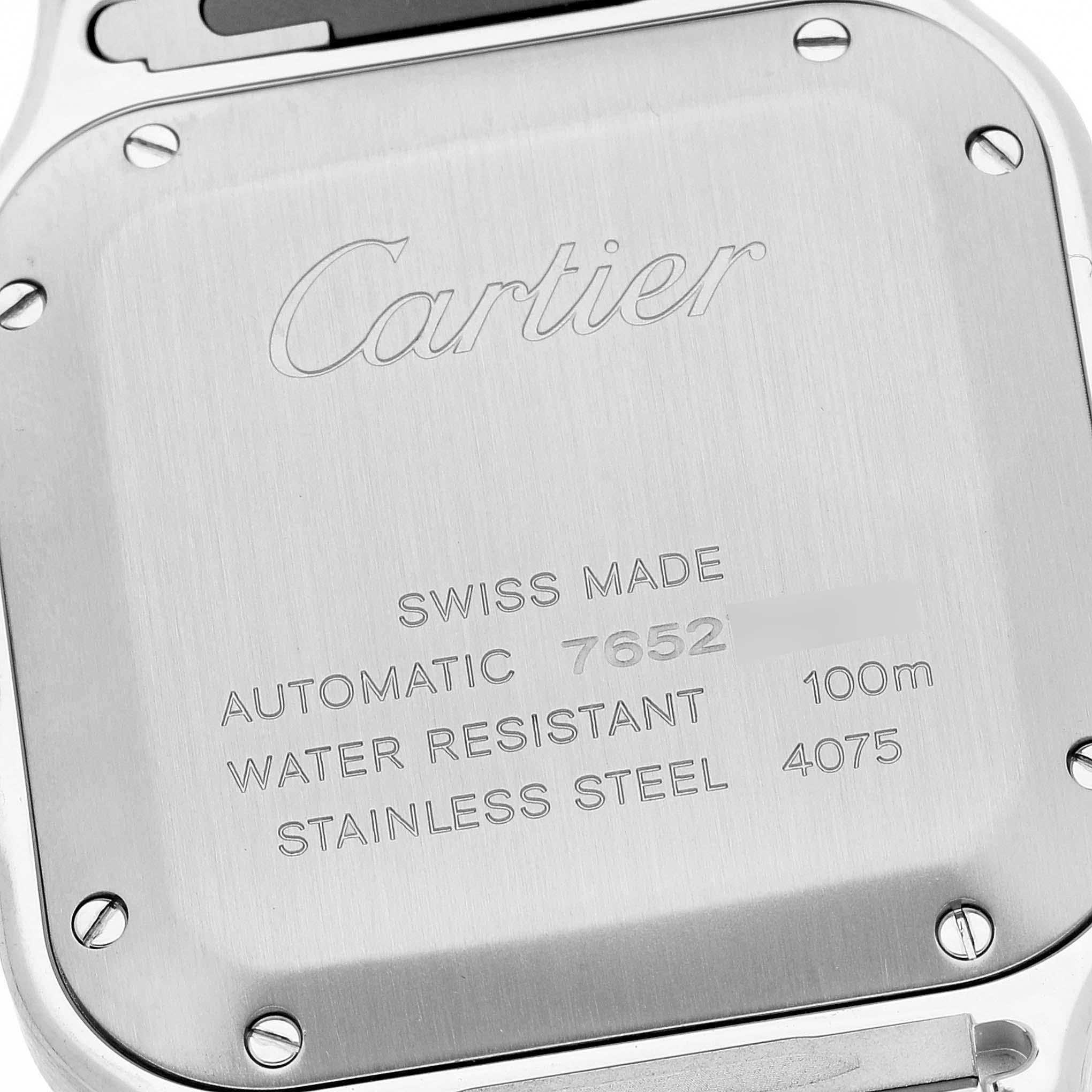  Cartier Santos Montre pour hommes de taille moyenne en acier avec cadran argenté WSSA0029 Pour hommes 
