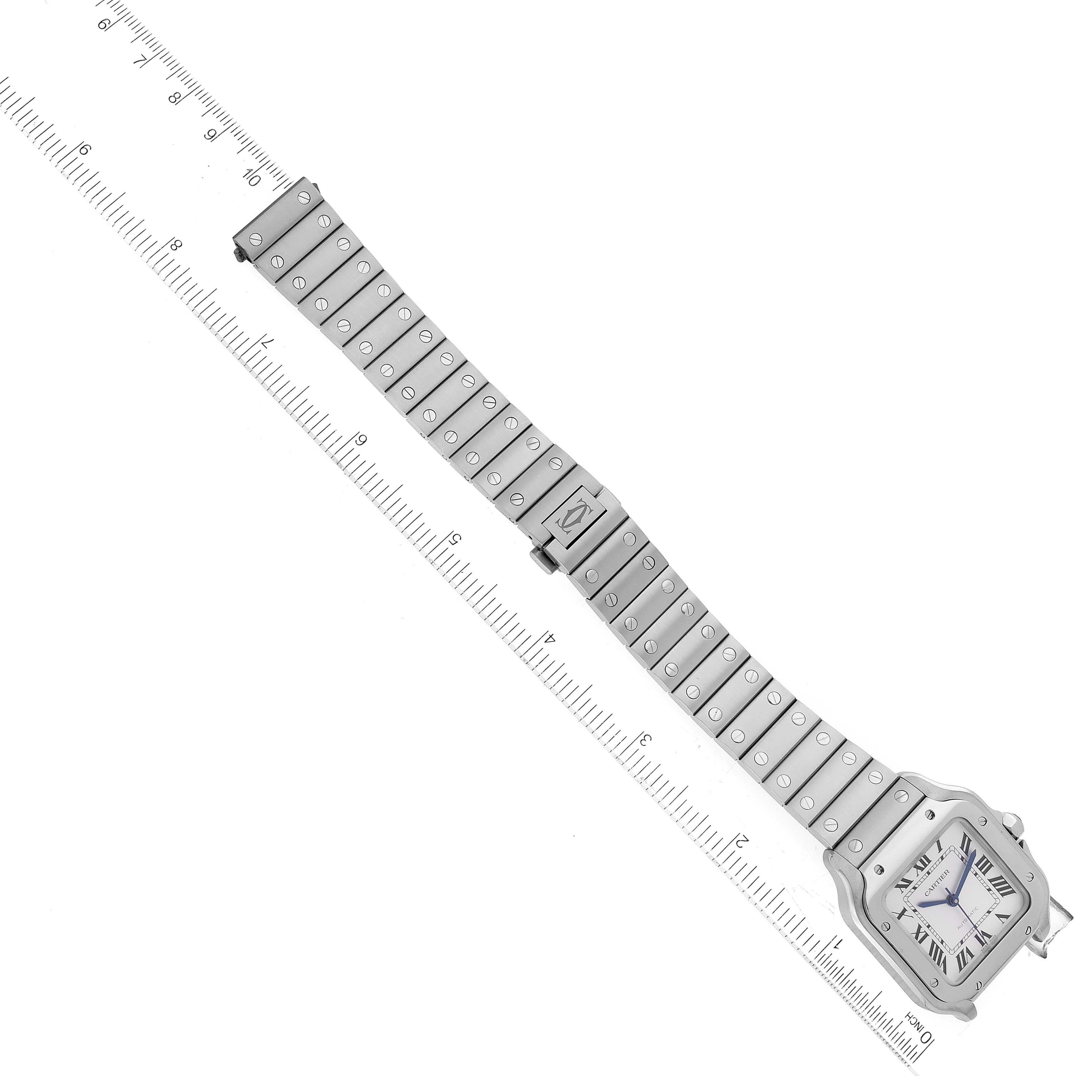 Cartier Santos Montre pour hommes de taille moyenne en acier avec cadran argenté WSSA0029 2