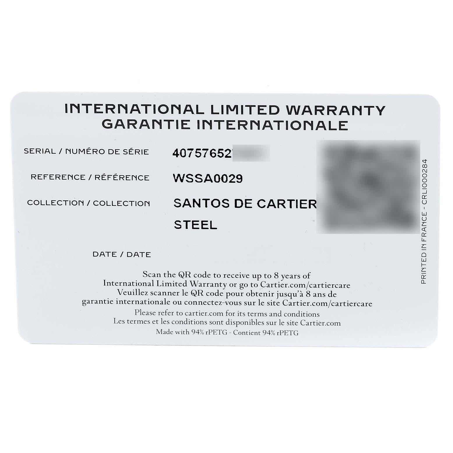 Cartier Santos Montre pour hommes de taille moyenne en acier avec cadran argenté WSSA0029 3