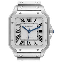 Cartier Santos Montre pour hommes de taille moyenne en acier avec cadran argenté WSSA0029
