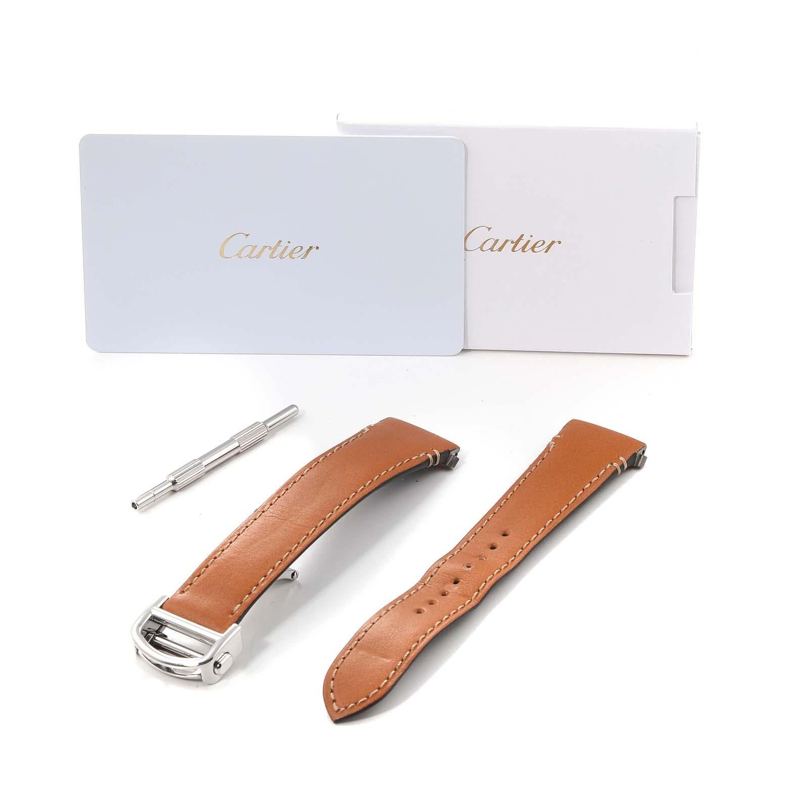 Cartier Santos Silver Dial Medium Steel Mens Watch WSSA0029 Card en vente 6