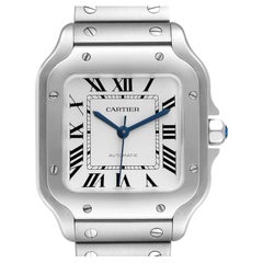 Cartier Santos Silver Dial Medium Steel Mens Watch WSSA0029