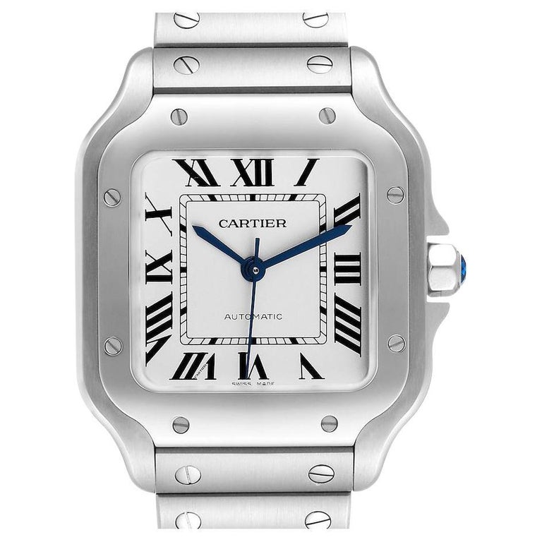 Cartier Santos Silver Dial Medium Steel Mens Watch WSSA0029 Unworn For ...