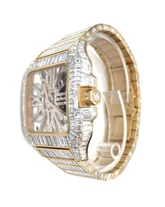 Cartier Santos Skeleton Iced Out Rose Gold Custom Diamond Watch, WHSA0015