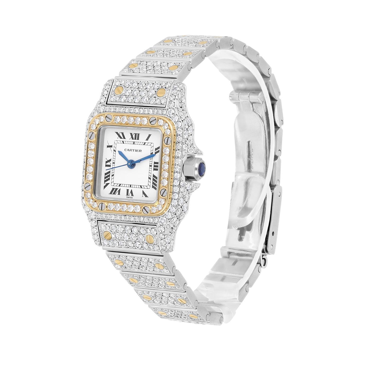 Cartier Santos Stainless Steel & 18K Yellow Gold Automatic Ladies Watch For Sale 1