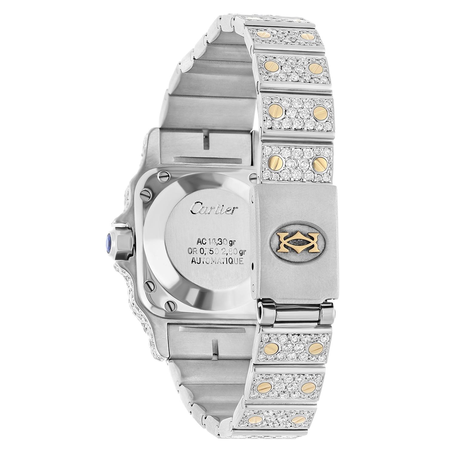 Cartier Santos Stainless Steel & 18K Yellow Gold Automatic Ladies Watch For Sale 4