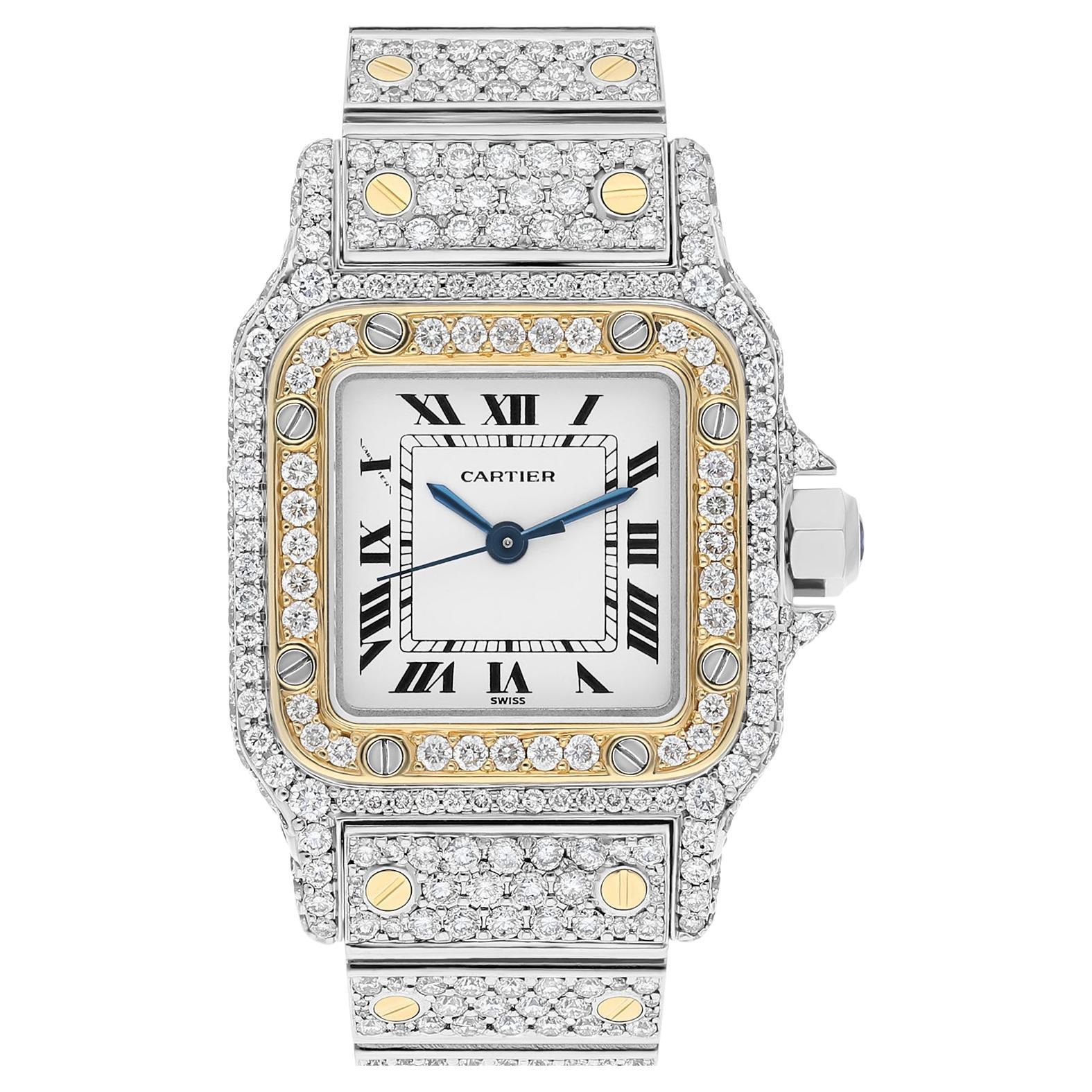 Cartier Santos Stainless Steel & 18K Yellow Gold Automatic Ladies Watch For Sale