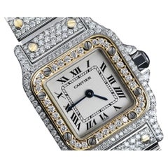 Cartier Santos Stainless Steel & 18K Yellow Gold Quartz Ladies Watch