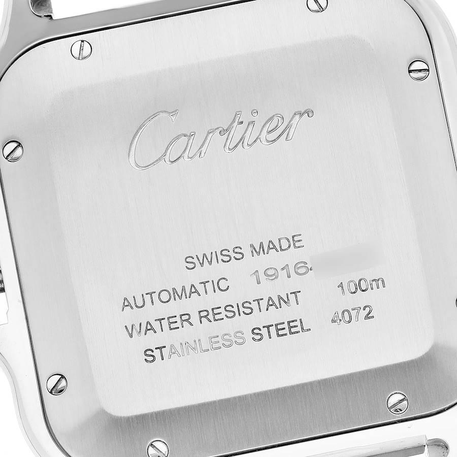 Cartier Santos Stainless Steel Blue Dial Mens Watch WSSA0030 Box Card In Excellent Condition In Atlanta, GA