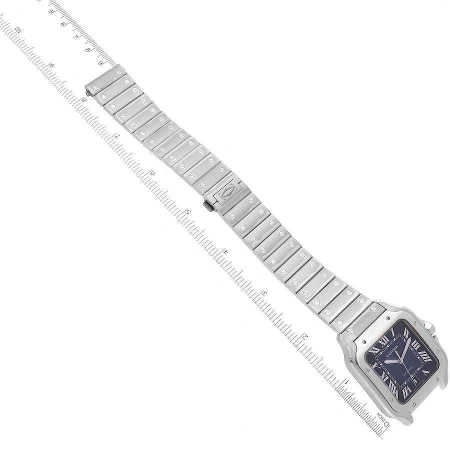Cartier Santos Edelstahl-Herrenuhr mit blauem Zifferblatt WSSA0030, ungetragen im Angebot 5