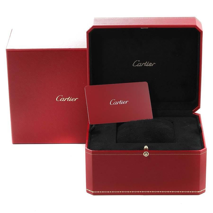 Cartier Santos Stainless Steel Diamond Blue Dial Mens Watch W4SA0006 Box Card For Sale 3