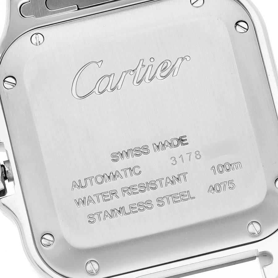 Cartier Santos Stainless Steel Diamond Blue Dial Mens Watch W4SA0006 Box Card Pour hommes en vente
