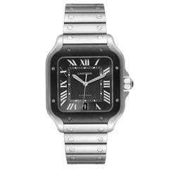 Cartier Santos Stainless Steel Grey Dial Mens Watch WSSA0037 Box Card