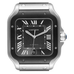 Cartier Santos Stainless Steel Grey Dial Mens Watch WSSA0037 Box Card