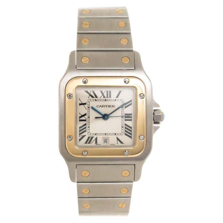 Cartier Santos Steel and Gold Large Quartz Wristwatch at 1stDibs