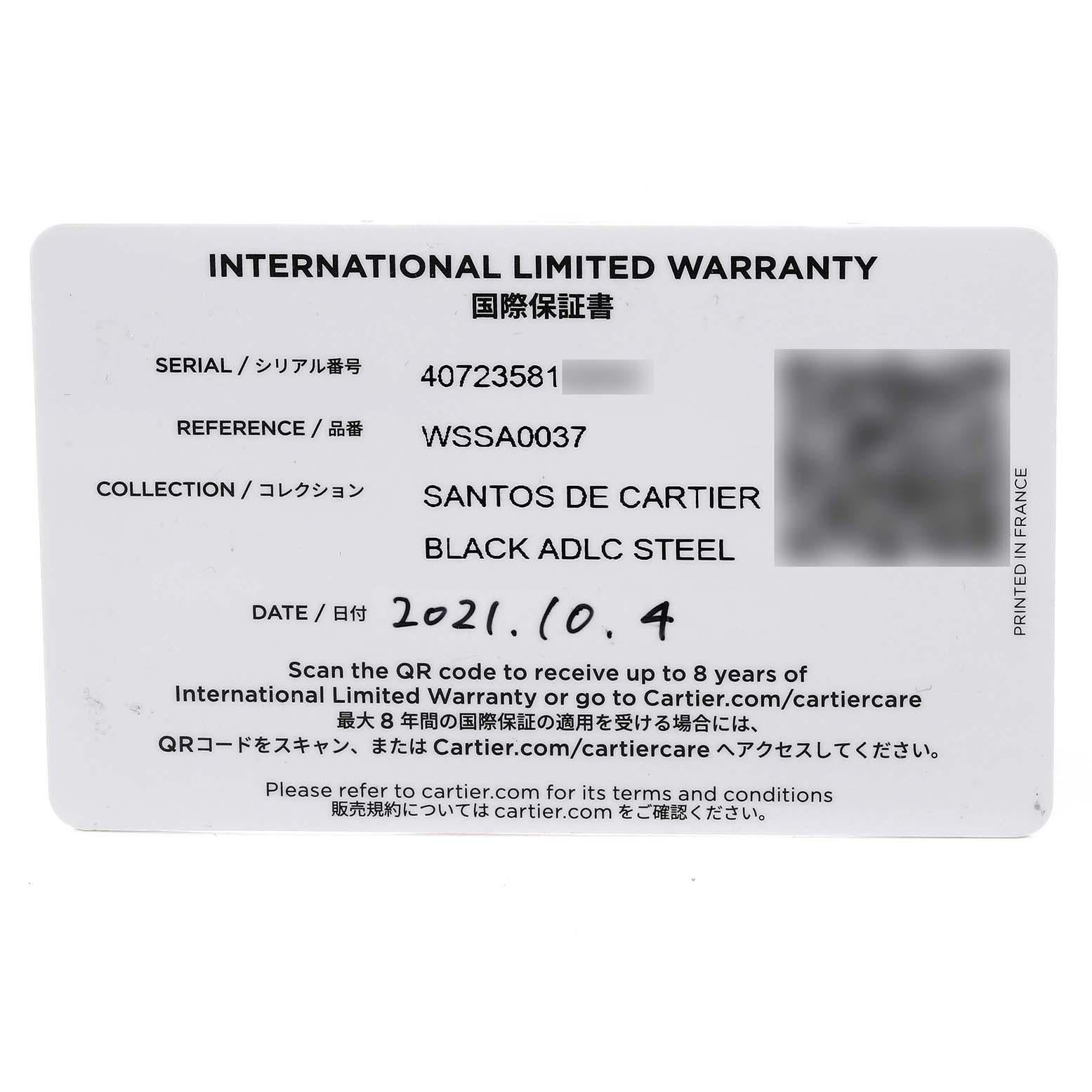 Cartier Santos Steel DLC Grey Dial Mens Watch WSSA0037 Box Card 2