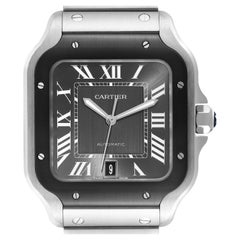 Cartier Santos Steel DLC Grey Dial Mens Watch WSSA0037 Box Cardc