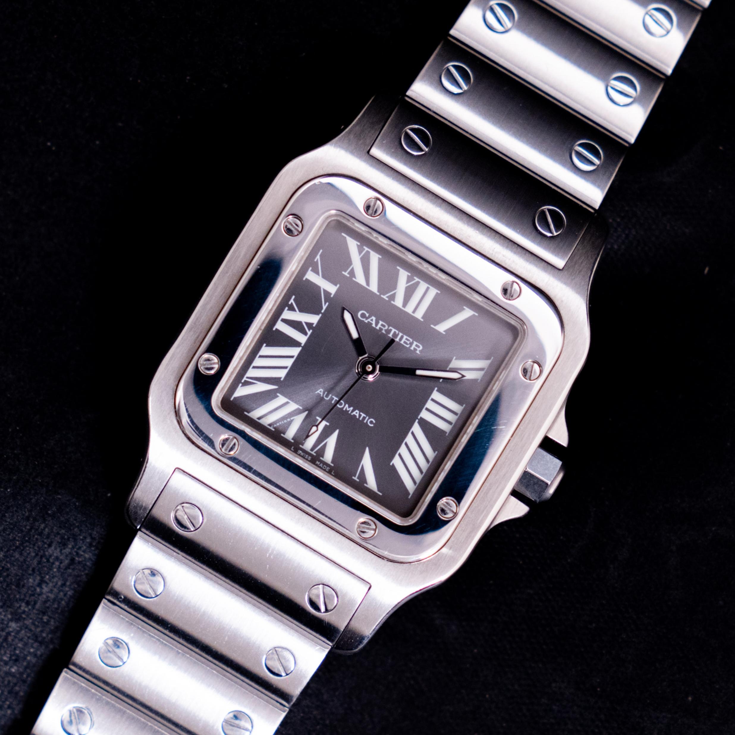 Cartier Santos Steel Galbée Grey Dial Limited Edition 2319 Automatic w/Paper2002 In Good Condition For Sale In Central & Western District, HK