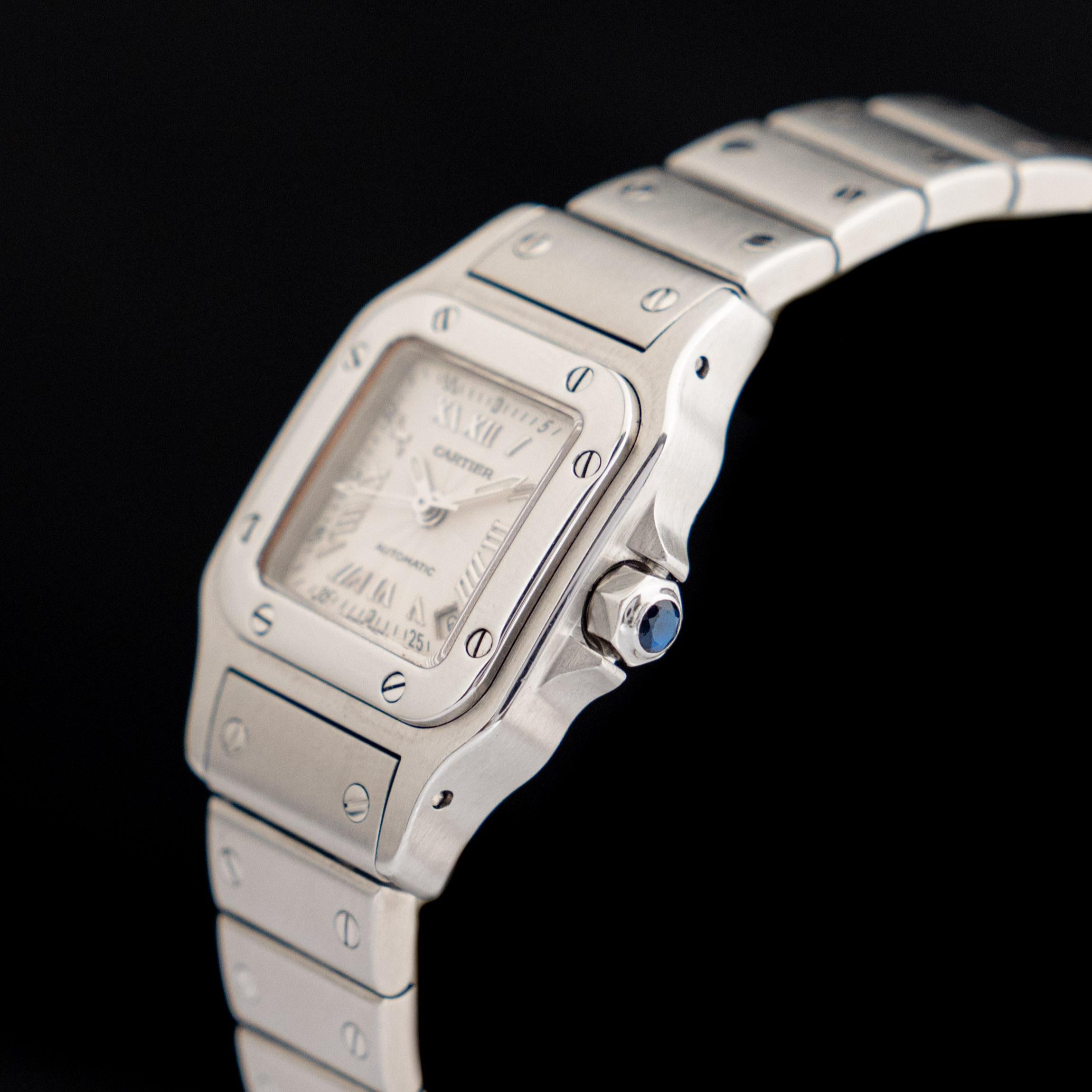 Women's Cartier Santos Steel Galbée Silver Dial Roman Indexes 2423 Automatic Watch, 2000 For Sale