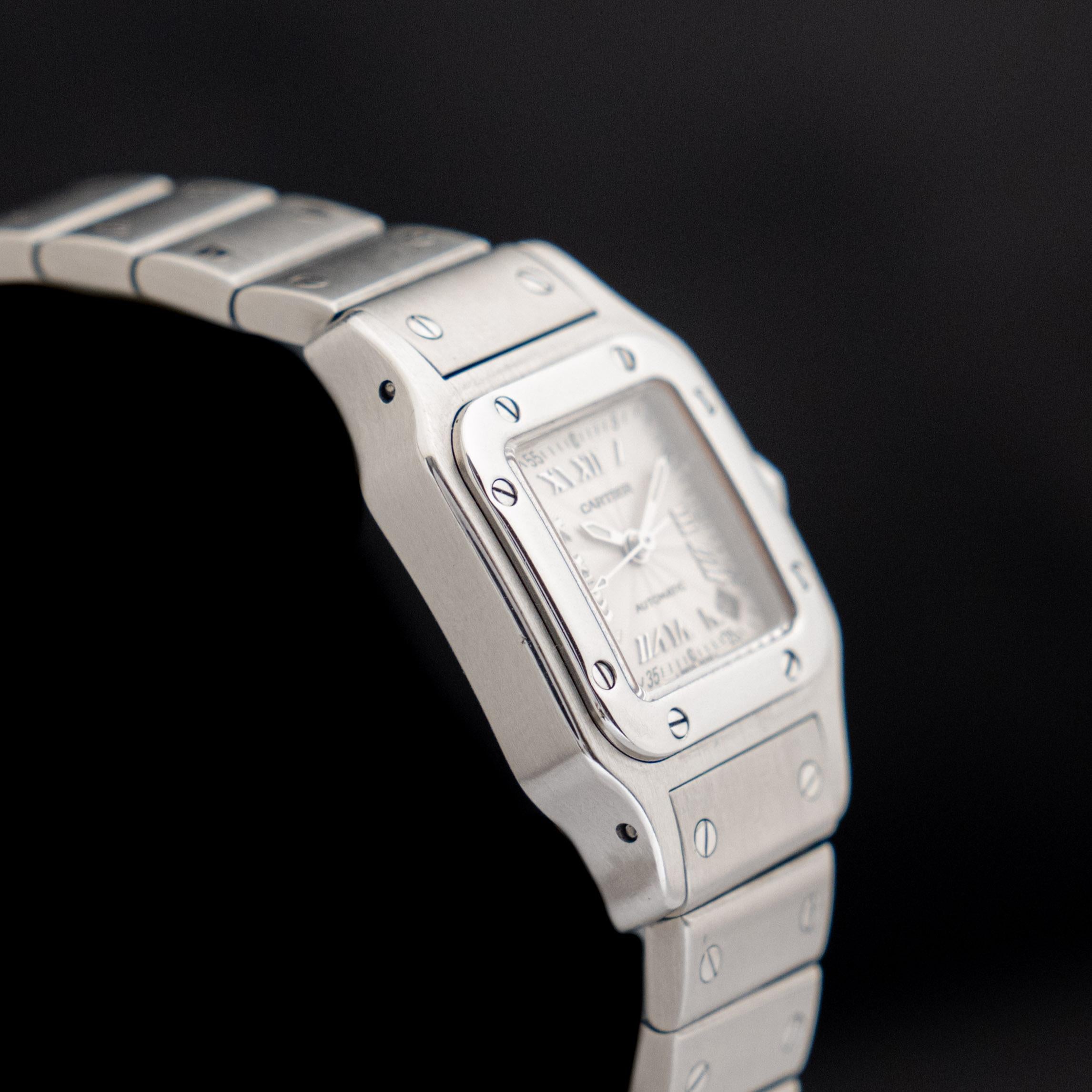  Montre automatique Cartier Santos Steel Galbée Silver Dial Roman Indexes 2423, 2000 Pour femmes 