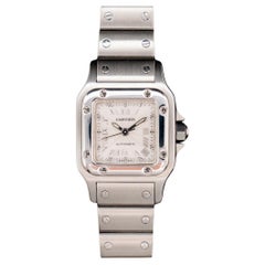 Cartier Santos Stahl Galbée Silbernes Zifferblatt Römische Indexe 2423 Automatikuhr, 2000