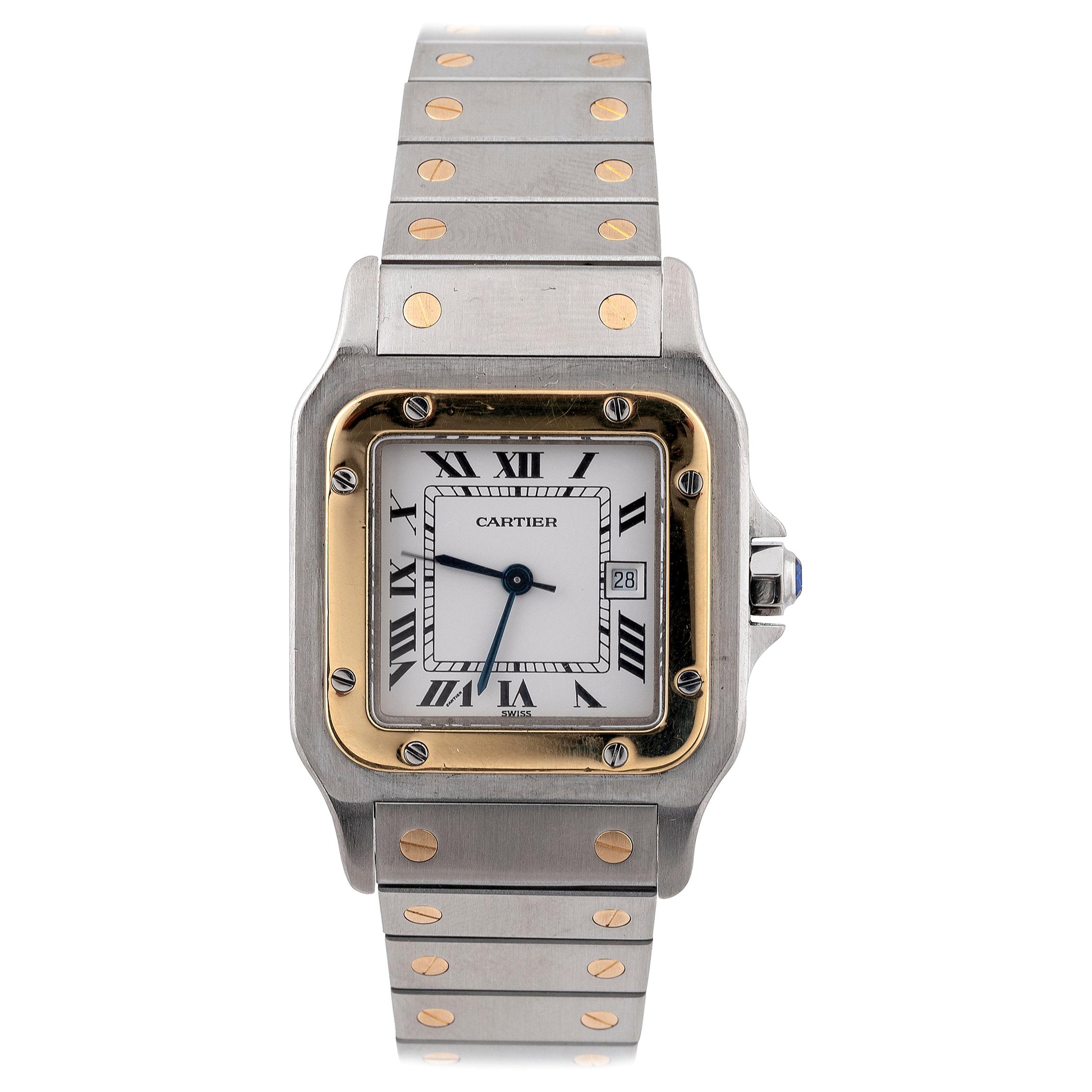 Cartier Santos Steel and Gold Automatic Wristwatch