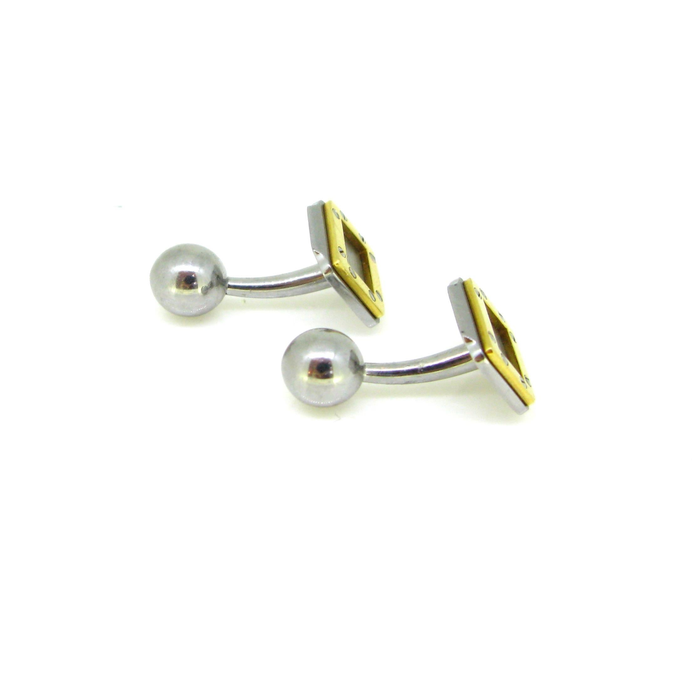 Women's or Men's Cartier Santos Steel Yellow Gold Cufflinks