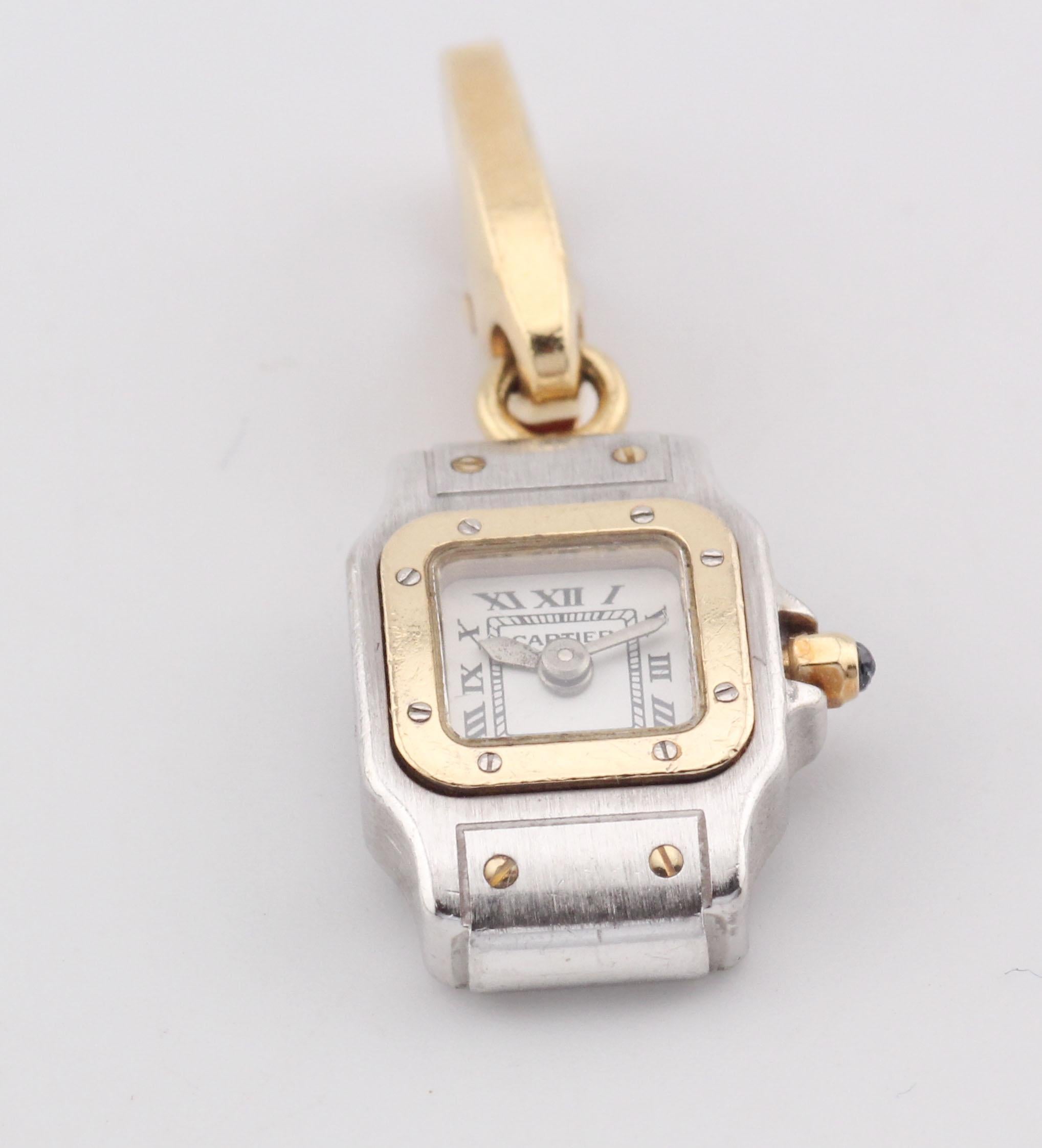 Charm de montre Cartier Santos Tank en or 18k Bon état - En vente à Simpsonville, SC