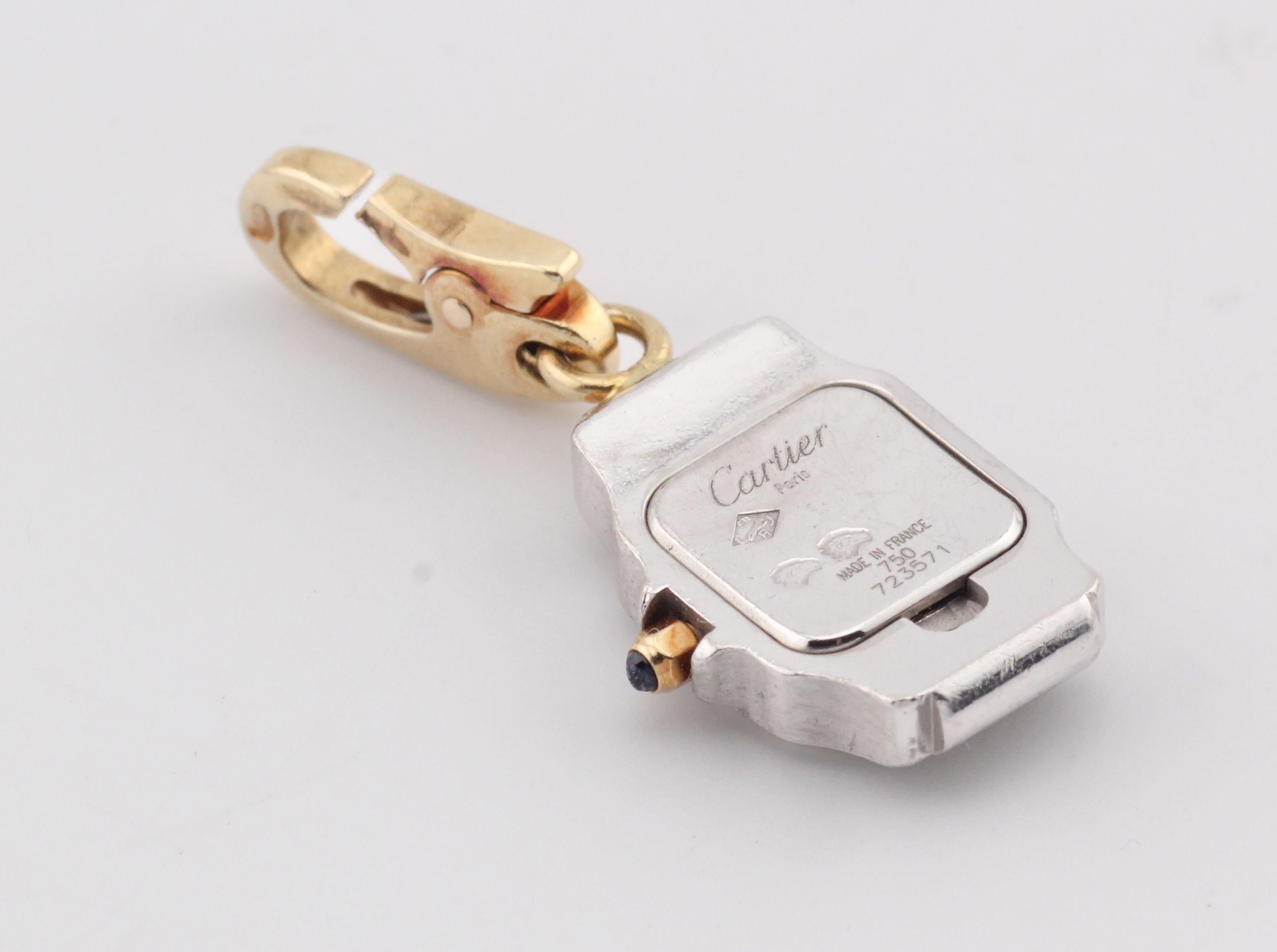 Charm de montre Cartier Santos Tank en or 18k en vente 4