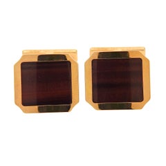 Cartier Santos Tiger's Eye Rose Gold Cufflinks