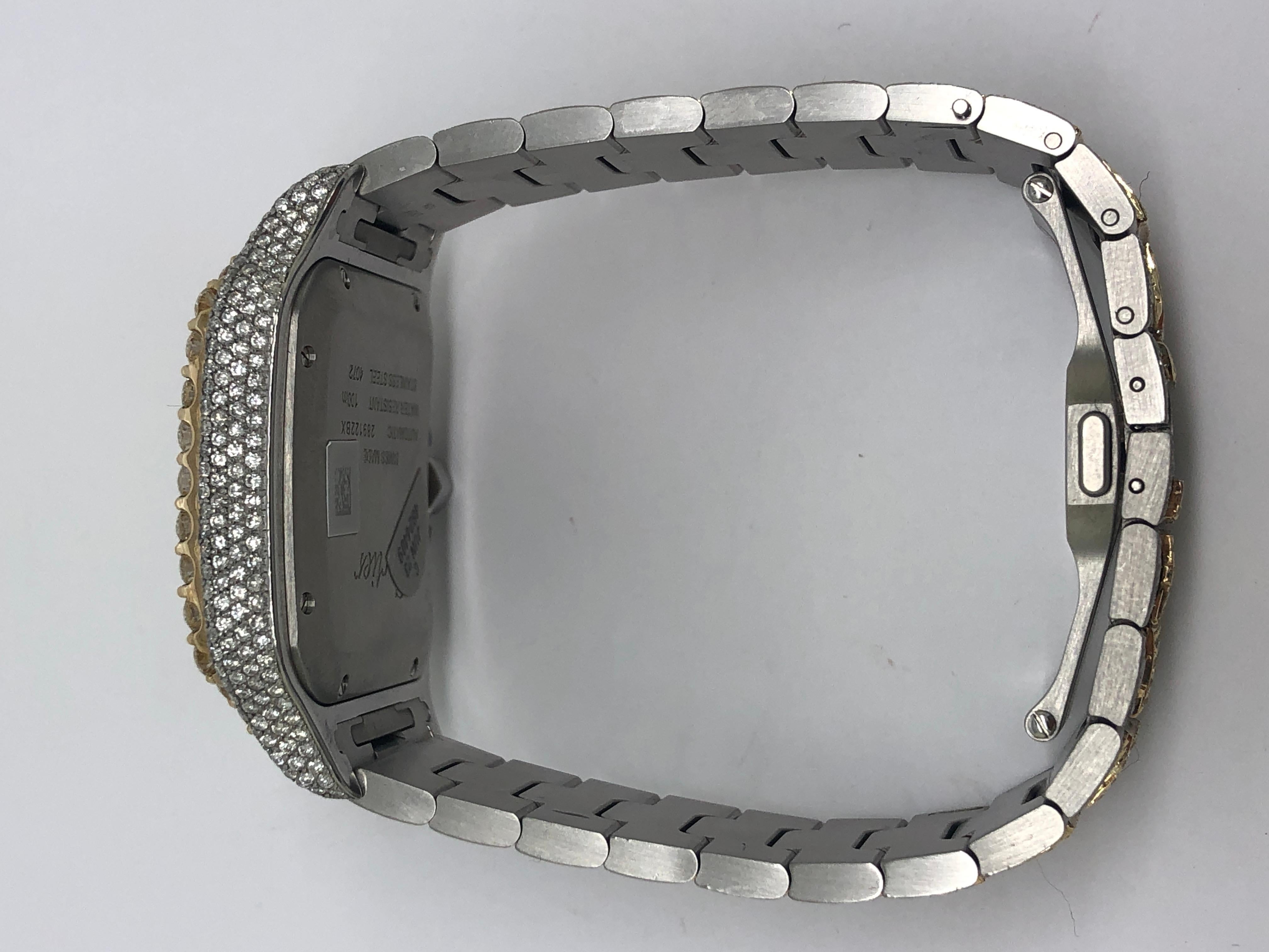 Cartier Santos Montre-bracelet bicolore à chiffres romains écaillés sur mesure Pour hommes en vente