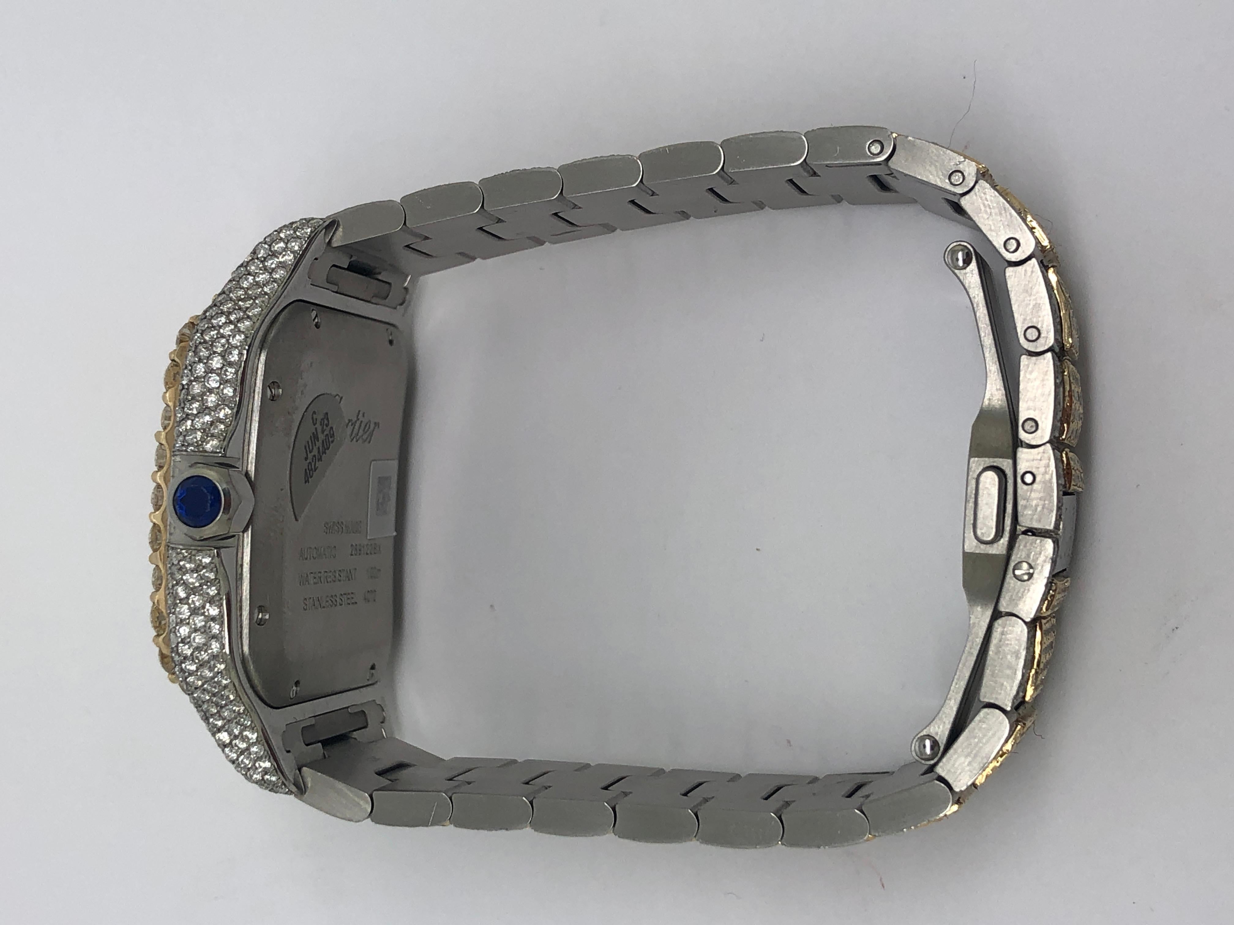 Cartier Santos Montre-bracelet bicolore à chiffres romains écaillés sur mesure en vente 1